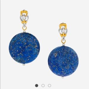 NWT Gems en Vogue Round Lapis Disc Drop Earrings